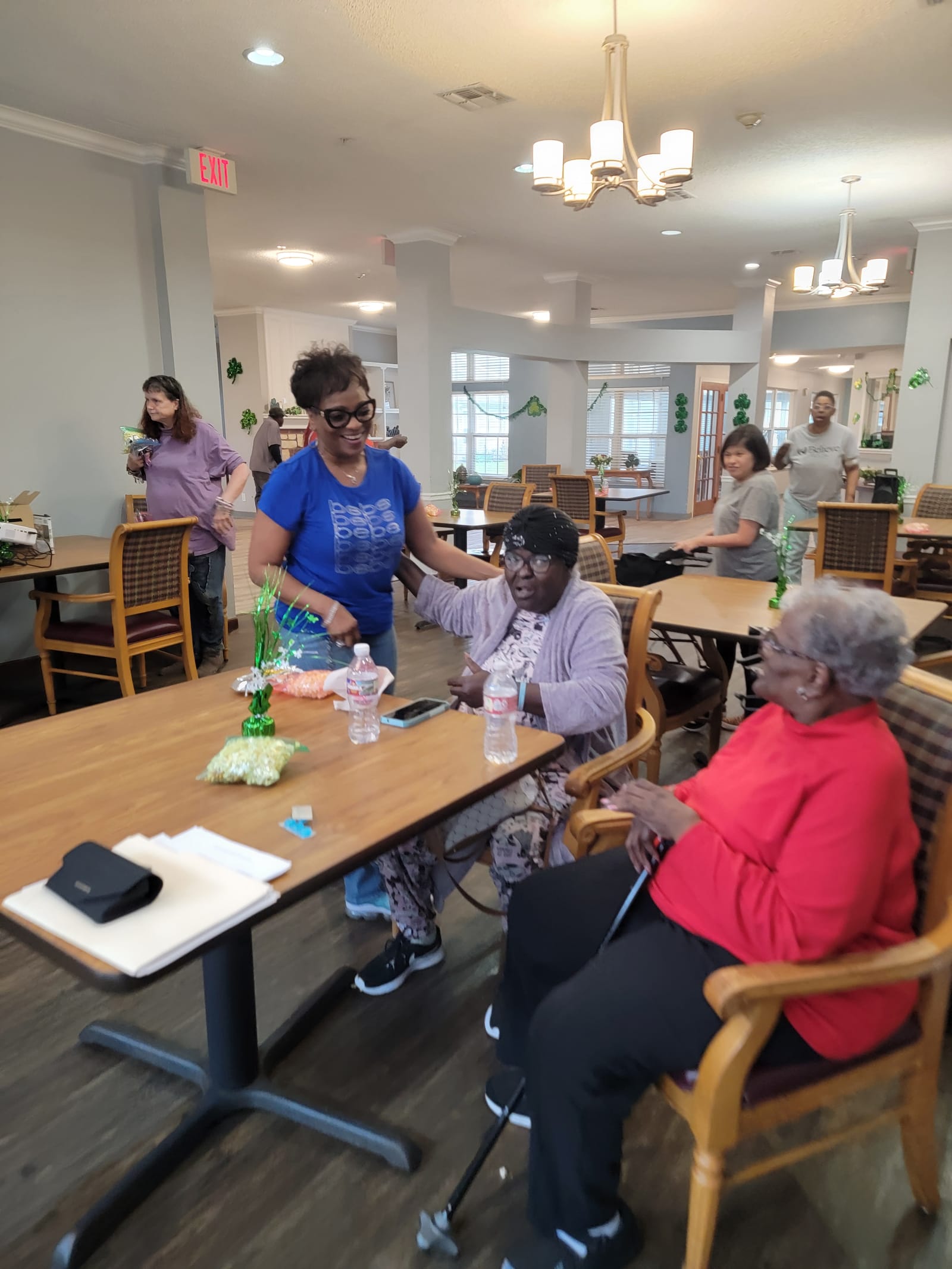 A caller reading numbers while seniors check their cards